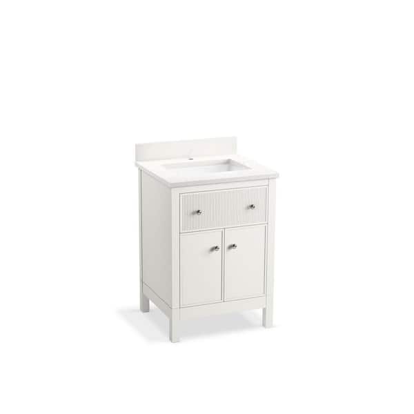 KOHLER Malin 25in. Single Sink Freestanding White Bath Vanity with White Quartz Top Assembled