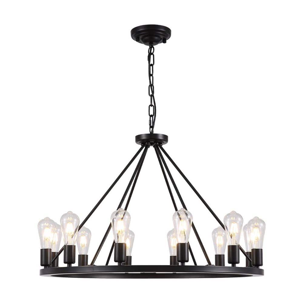 32 in. Indoor Black Ceiling Fan with Light Rustic Chandelier Ceiling Fan Re