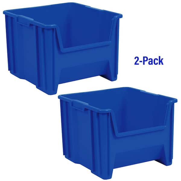 13018 Stak-N-Store Stackable Open Front Plastic Storage Bin, 17 1/2 in. D x 16 1/2 in. W x 12 1/2 in. H, Blue, 2-pack