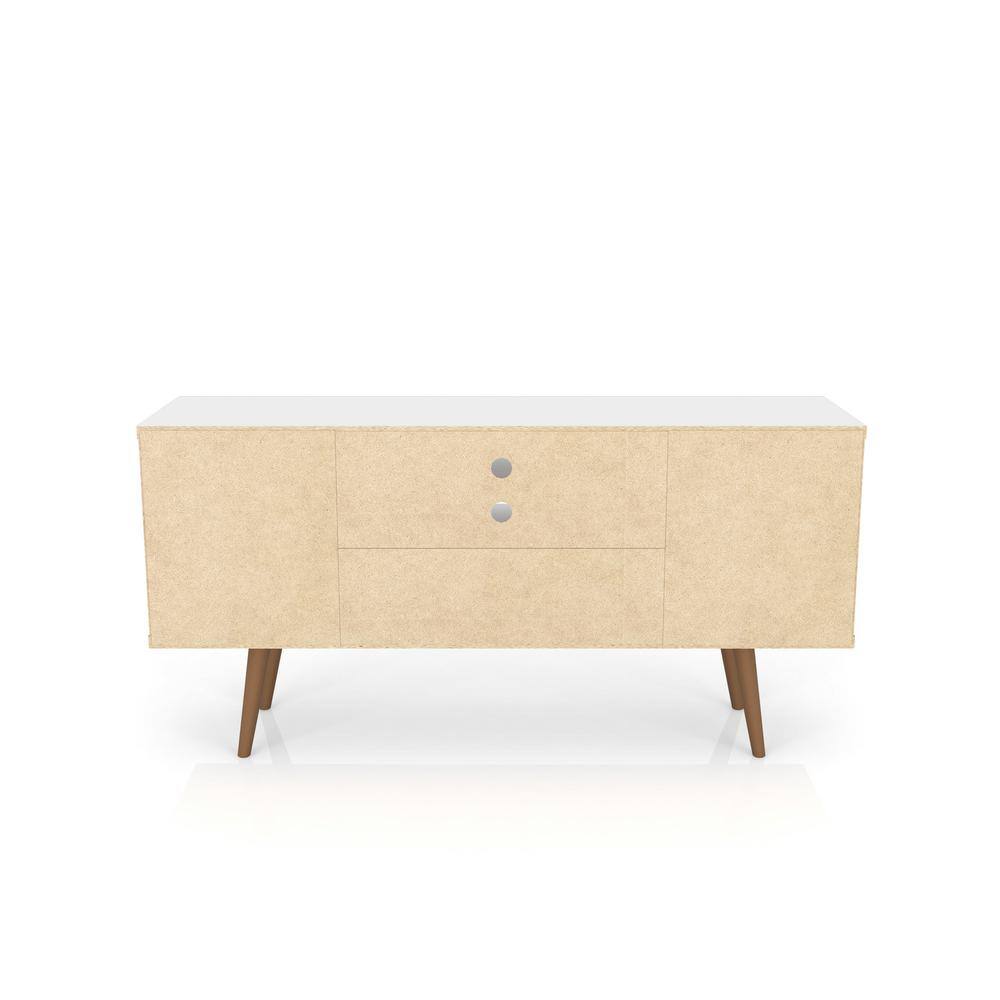 Liberty 53" Mid-Century Modern White TV Stand with Cabinet
