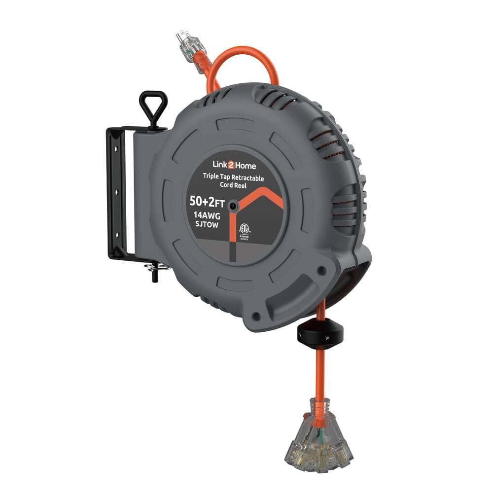 50 ft. 14 / 3 13 Amp Retractable Extension Cord Reel with 3-Grounded Outlet