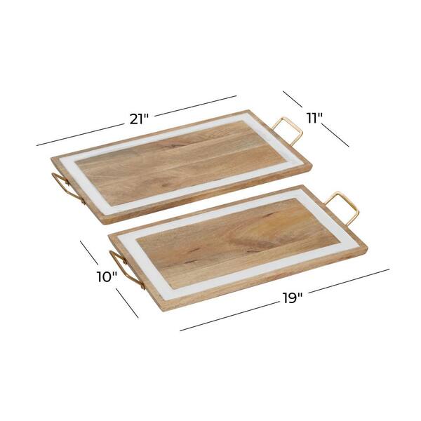 Litton Lane Multi Colored Enamel Contemporary Tray (Set of 3)