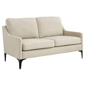 Corland 58.5 in. Upholstered Fabric Loveseat in Beige