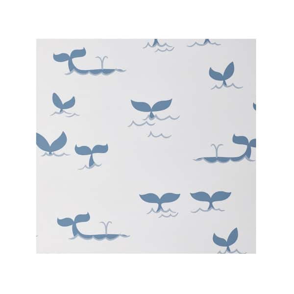 The Company Store Whale Splash White Blue Peel and Stick Removable Wallpaper Panel (covers approx. 26 sq. ft.)