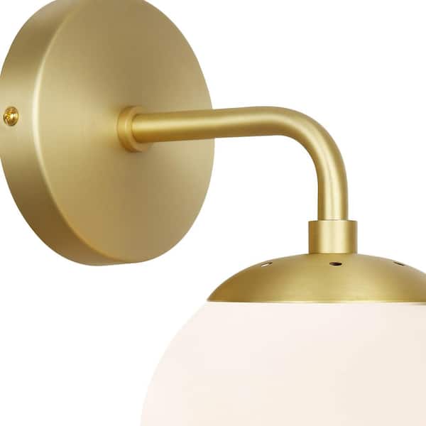 Details about   Light Society LS-W264-BB-WH Zeno Brushed Brass and White Glass Globe 