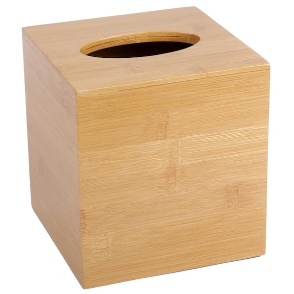 Creative Home Natural Bamboo Tissue Box Holder Tissue Box Cover for Bathroom Countertop Organize