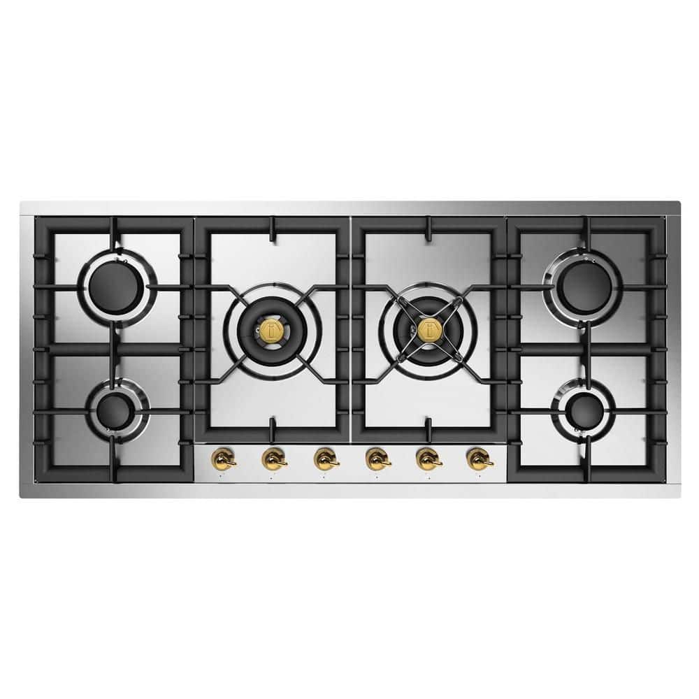 Nostalgie II 48 in. Built in Gas Cooktop with 6-Sealed Burners in Stainless Steel
