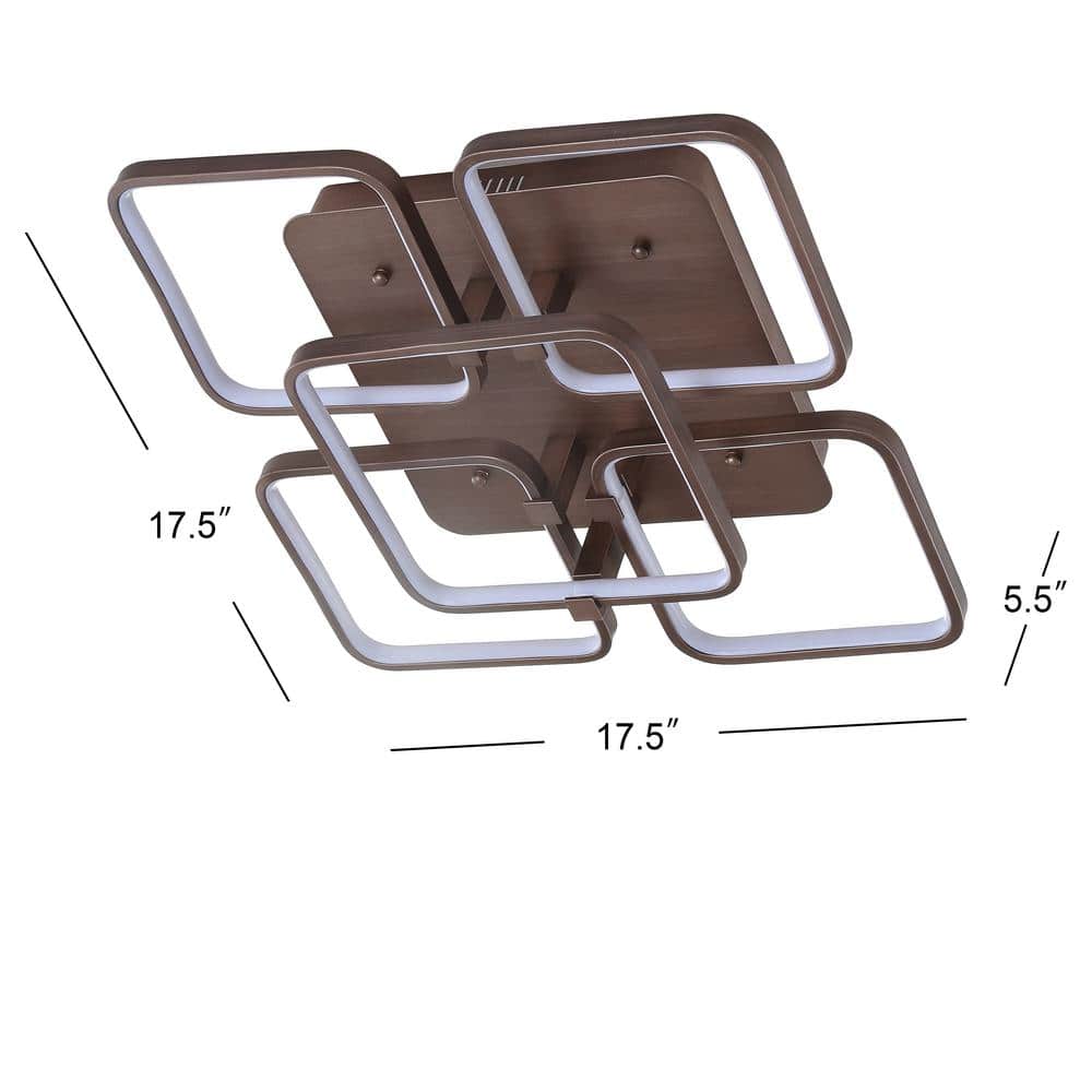 Sebastian 17.5" Coffee LED Geometric Flush Mount Ceiling Light