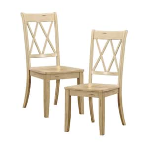 Festus Buttermilk Finish Wood Dining Chair without Cushion, Set of 2