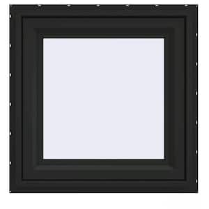 24 in. x 24 in. V-4500 Series Bronze Exterior/White Interior FiniShield Vinyl Awning Window with Fiberglass Mesh Screen