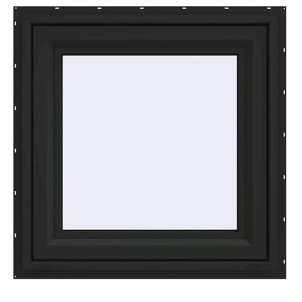 JELD-WEN 24 in. x 24 in. V-4500 Series Bronze Exterior/White Interior FiniShield Vinyl Awning Window with Fiberglass Mesh Screen