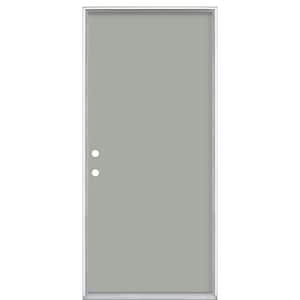 36 in. x 80 in. Flush Right-Hand Inswing Silver Clouds Painted Steel Prehung Front Exterior Door No Brickmold