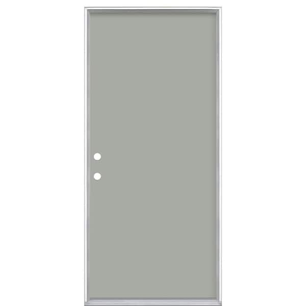 Masonite 36 in. x 80 in. Flush Right-Hand Inswing Silver Clouds Painted Steel Prehung Front Exterior Door No Brickmold