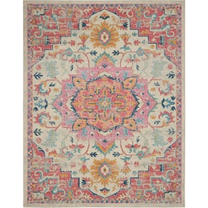Passion Ivory/Pink 9 ft. x 12 ft. Persian Modern Transitional Area Rug