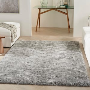 Dreamy Shag Grey 4 ft. x 6 ft. Abstract Contemporary Area Rug