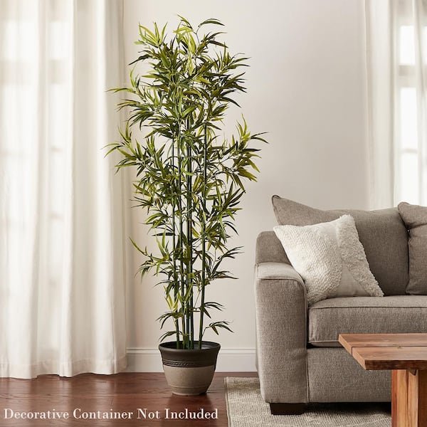 Pure Garden 72 in. Artificial Bamboo Plant with Pot HW1500236 ...
