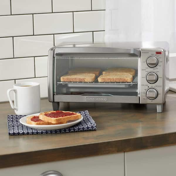 BLACK DECKER 1150 Watt 4 Slice Silver Stainless Steel Toaster Oven