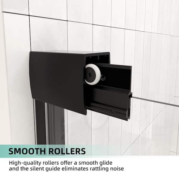 56 to 60 in. W x 70 in. H Double Sliding Framed Shower Door in Matte Black with 1/4 in. Easy-Clean Clear Tempered Glass