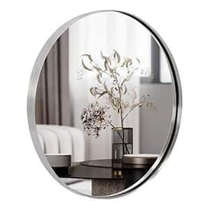 24 in. W x 1 in. H Round Circle Mirror with Stainless Steel Metal Frame, Chrome