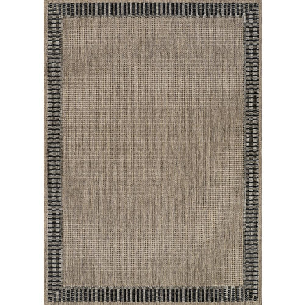 Couristan Recife Wicker Stitch Cocoa-Black 4 ft. x 5 ft. Indoor/Outdoor ...