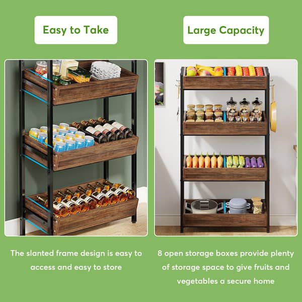 Fruit Basket Kitchen Pantry Organizers and Storage - Wooden Top