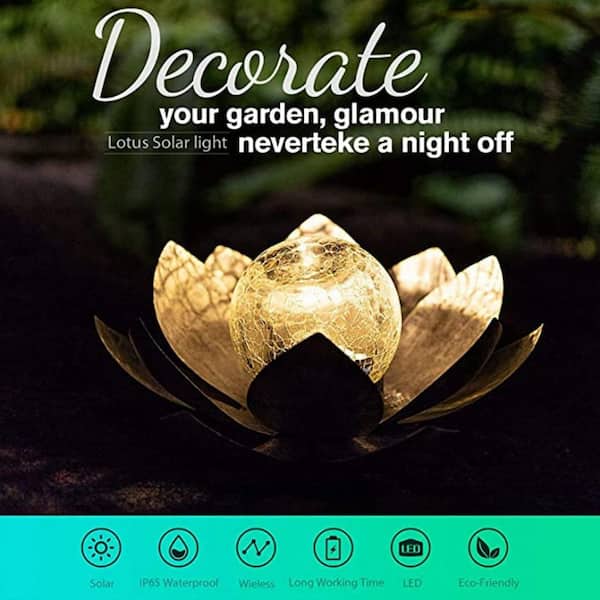 Cubilan Garden Solar Light Outdoor, Crackle Globe Glass Cubilan Garden Solar Light Outdoor, Crackle Globe Glass