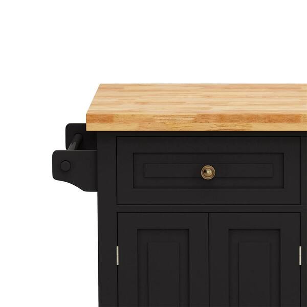 Nestfair Black Modern Kitchen Island with Storage Cabinet and Two Locking  Wheels CKK6670B - The Home Depot