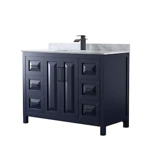 Daria 48 in. W x 22 in. D x 35.75 in. H Single Bath Vanity in Dark Blue with White Carrara Marble Top