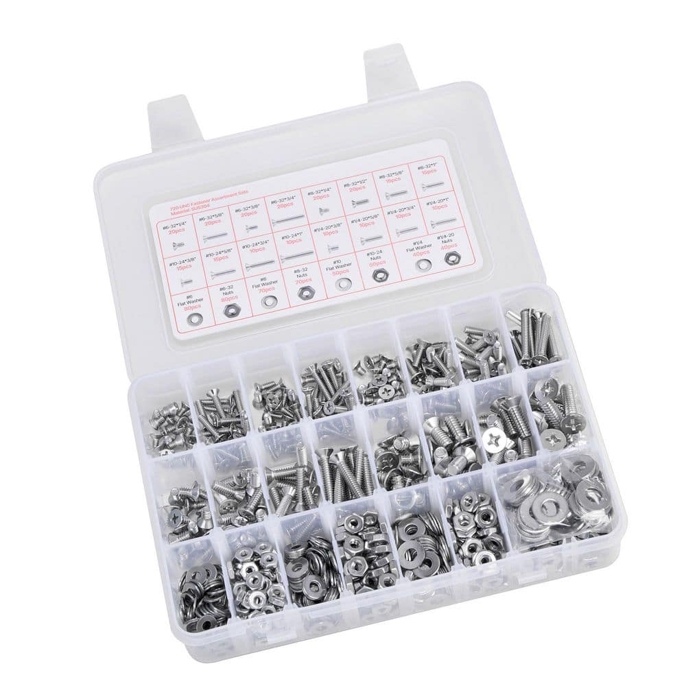 Bolt Kit VEVOR 720-Pcs Bolts and Nuts Assortment Kit, Imperial Machine Screws ...