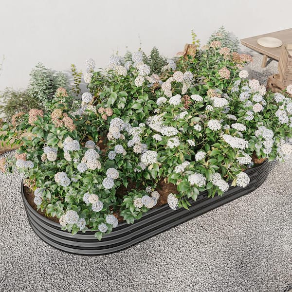 AUTMOON 88 in. x 44 in. x 11 in. Oval Large Metal Raised Planter Bed for Plants, Vegetables, and Flowers - Black