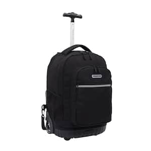 18 In. Black Rolling Backpack with Solid Bottom
