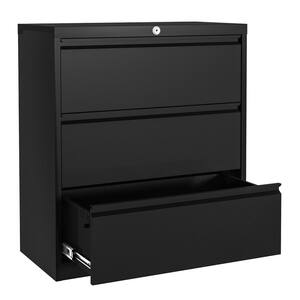 High Quality 35.55 in. W x 15.86 in. D x 40.86 in. H Lateral File Cabinet Freestanding Cabinet Set in Black