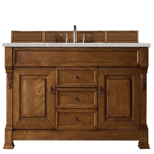 James Martin Vanities Brookfield 60 in. W x 23.5 in. D x 34.3 in. H Bath Vanity in Country Oak with Eternal Serena Quartz Top