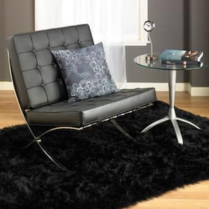 Black Made in France 2 ft. x 4 ft. Luxuriously Soft and Eco Friendly Rectangle Faux Fur Area Rug