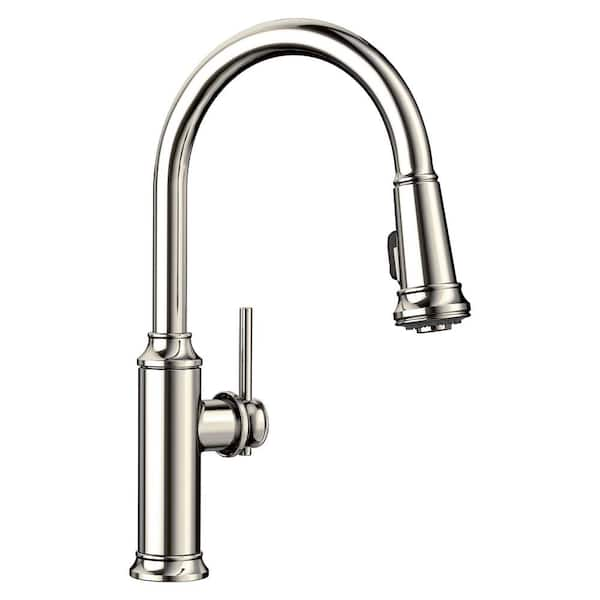 Blanco EMPRESSA Single Handle Gooseneck Pull-Down Sprayer Kitchen ...