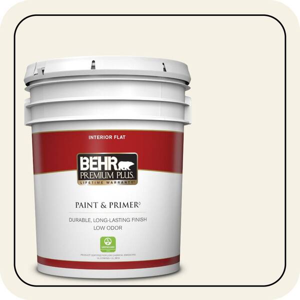 BEHR PREMIUM PLUS 5 gal. #BWC-07 Cotton Blossom Flat Low Odor Interior Paint & Primer