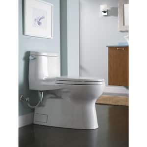 Carlyle II 1-Piece 1.28 GPF Single Flush Elongated ADA Comfort Height Toilet in Cotton White, SoftClose Seat Included