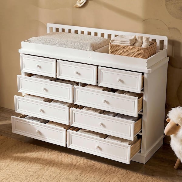dresser drawers under $100 Garvee 8 Drawer Dresser With LED Lights & Power Outlet For Bedroom, Wide Wooden Chest, Natural Wood Color, Eight-Drawer Cabinet
