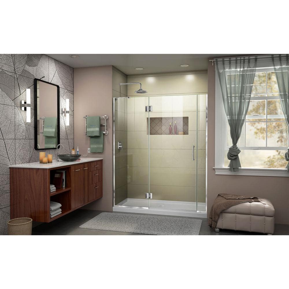 Unidoor-X 60" Frameless Hinged Shower Door with Clear Glass