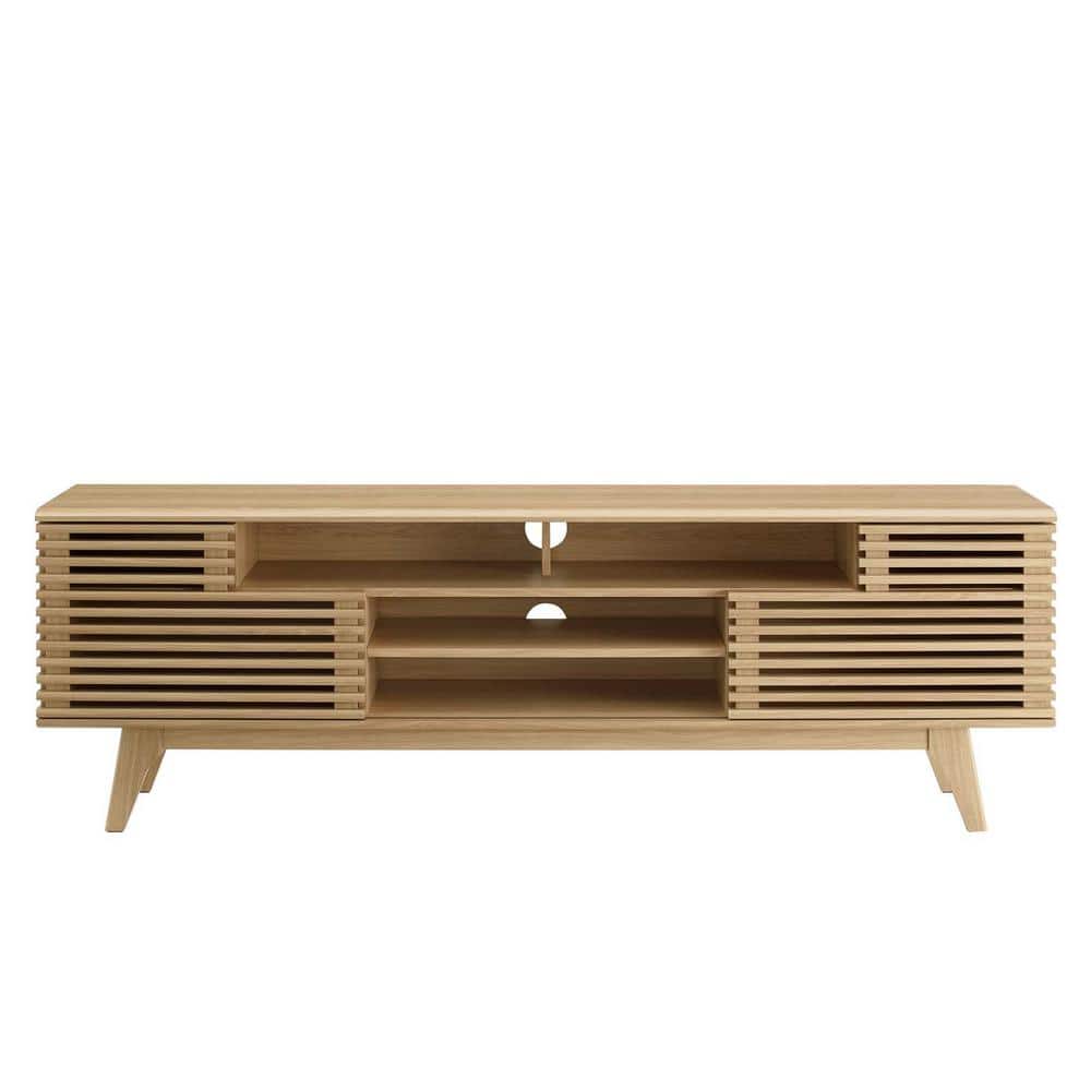 Render 71" Oak Mid-Century Modern Media Console TV Stand