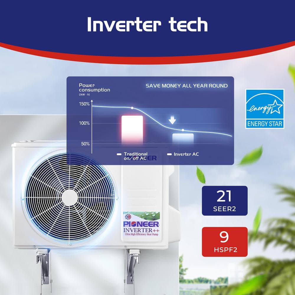 24,000 BTU White Wall-Mounted Ductless Mini Split Heat Pump