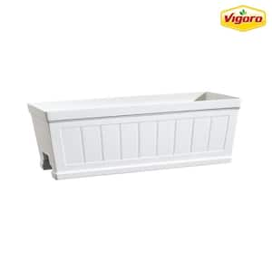 28 in. Eden Medium White Resin Window Box Rail Planter (28 in. L x 12 in. W x 12 in. H)