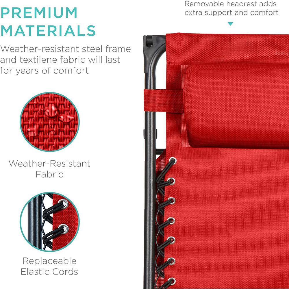 Crimson Red Folding Zero Gravity Recliner with Canopy and Tray