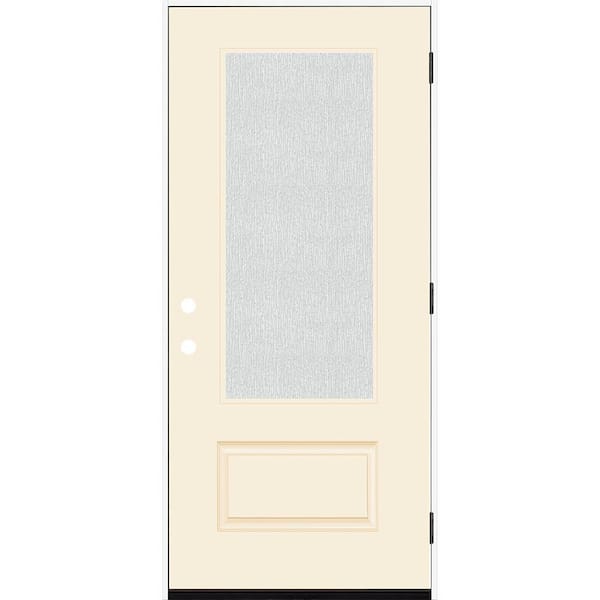 Steves & Sons Legacy 36 in. x 80 in. 3/4 Lite Rain Glass LHOS Linen Finish Fiberglass Prehung Front Door