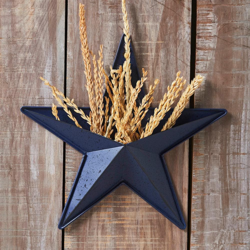 Navy Blue Metal Star Wall Hanging with Display Pocket