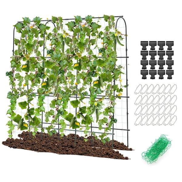 WELLFOR 71 in. H x 71 in. W x 13/26 in. D Metal Trellis in Black