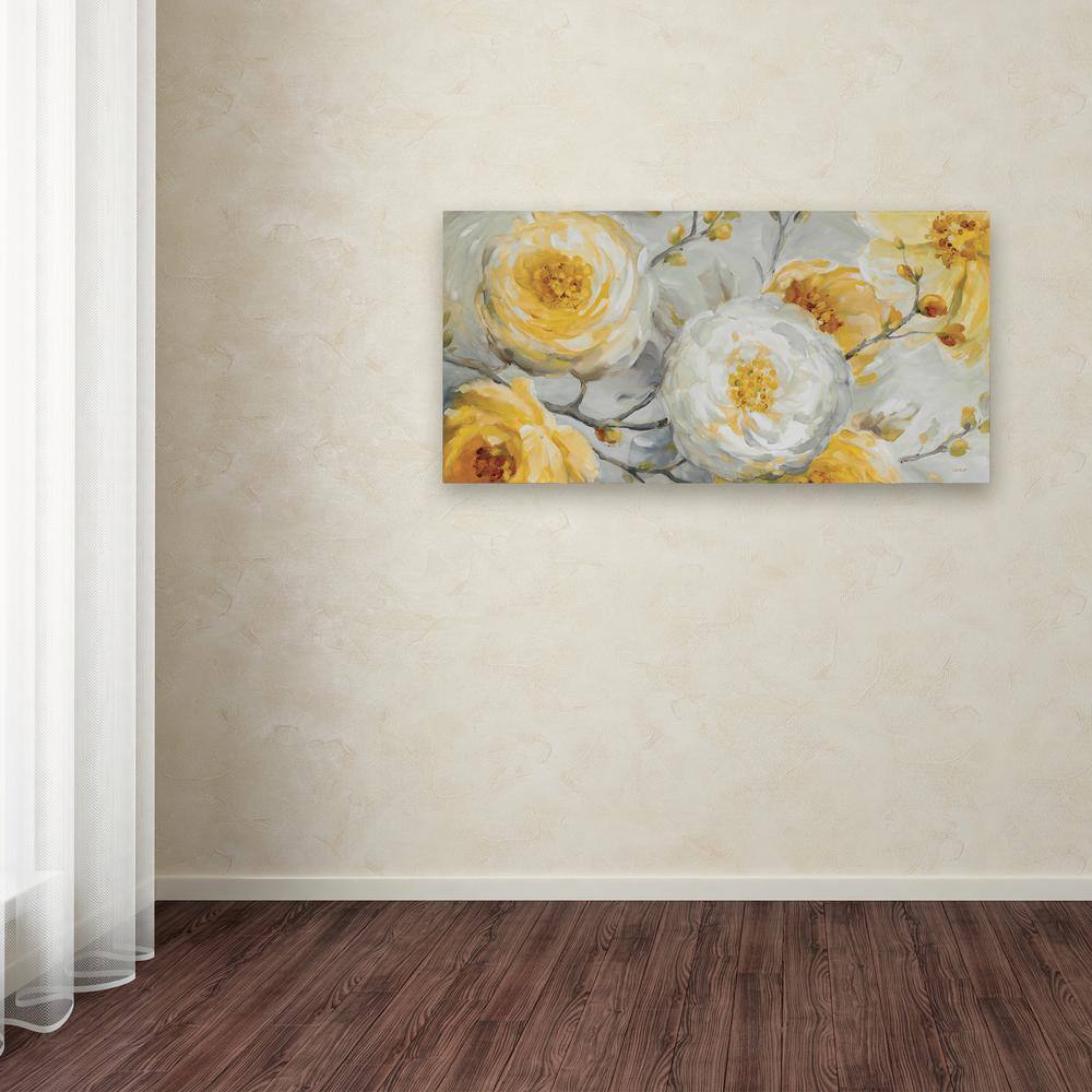 Sunshine Yellow and White Floral Canvas Painting