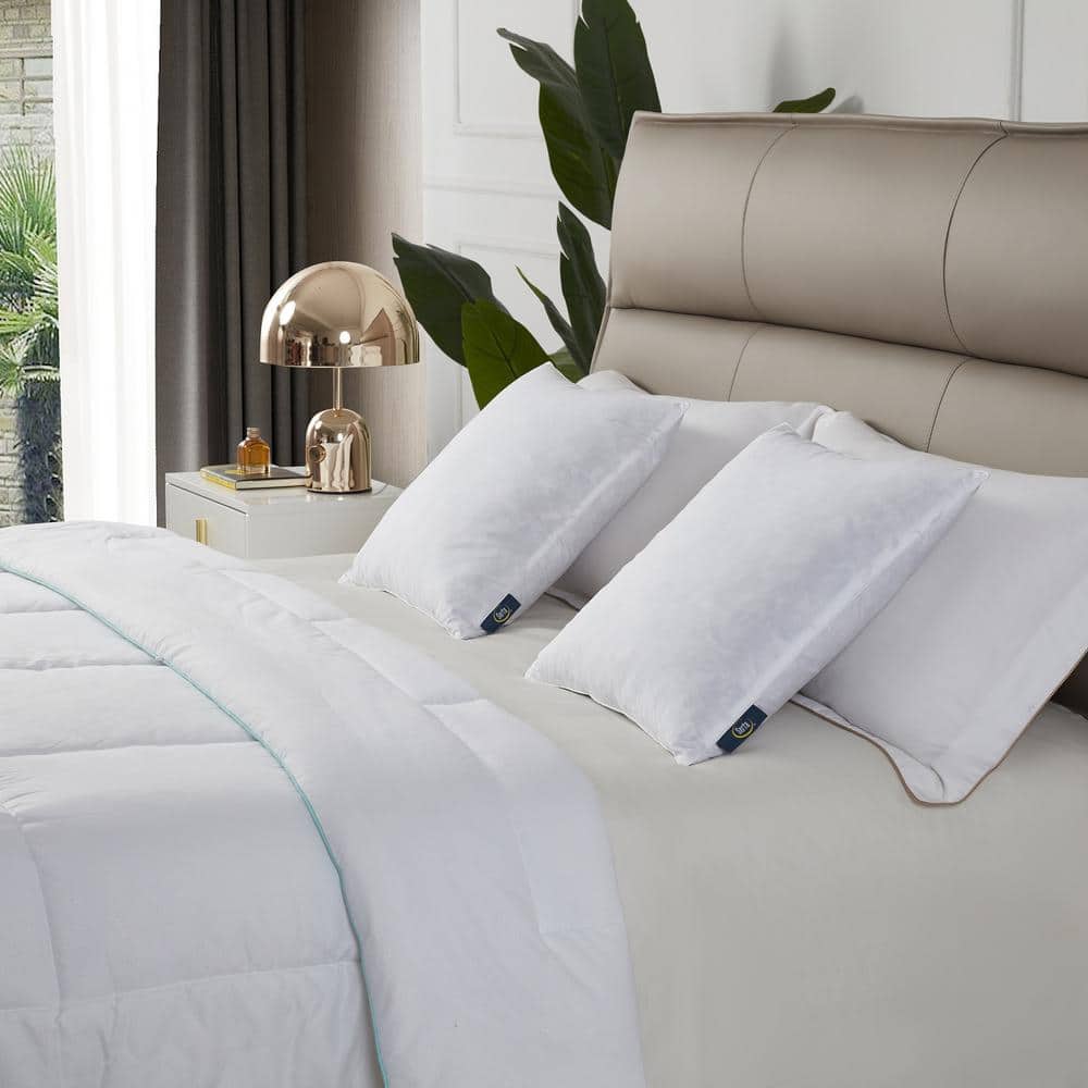 Medium White Cotton Feather Fill Decorative Pillow Set