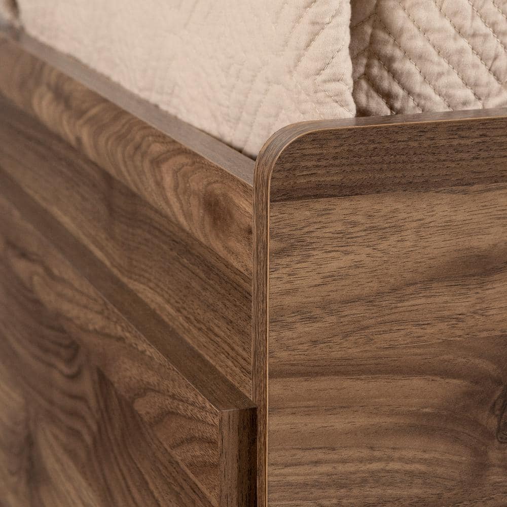 Twin Oak Platform Bed with 3 Storage Drawers