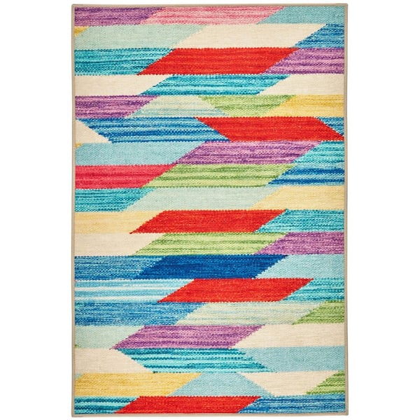 Hotline Machine Washable Multi 2.6 ft. x 8 ft. Indoor Area Rug